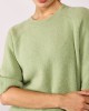 Solid-colour round-neck top with short sleeves